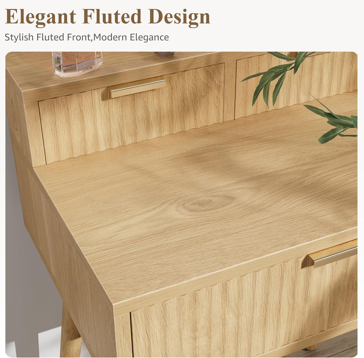 Compact Vanity Desk With Hollywood Mirror Lighting