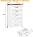 5 Drawer Dresser for Bedroom - Farmhouse 44.9" Tall Chest of Dresser with Large Storage, Rubst Wood Construction for Living Room, Hallway & Entryway - White (White & Brown)