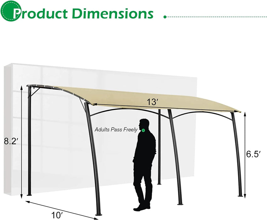 13'X10' Outdoor Wall Mounted Gazebo, Outdoor Pergola-Beige