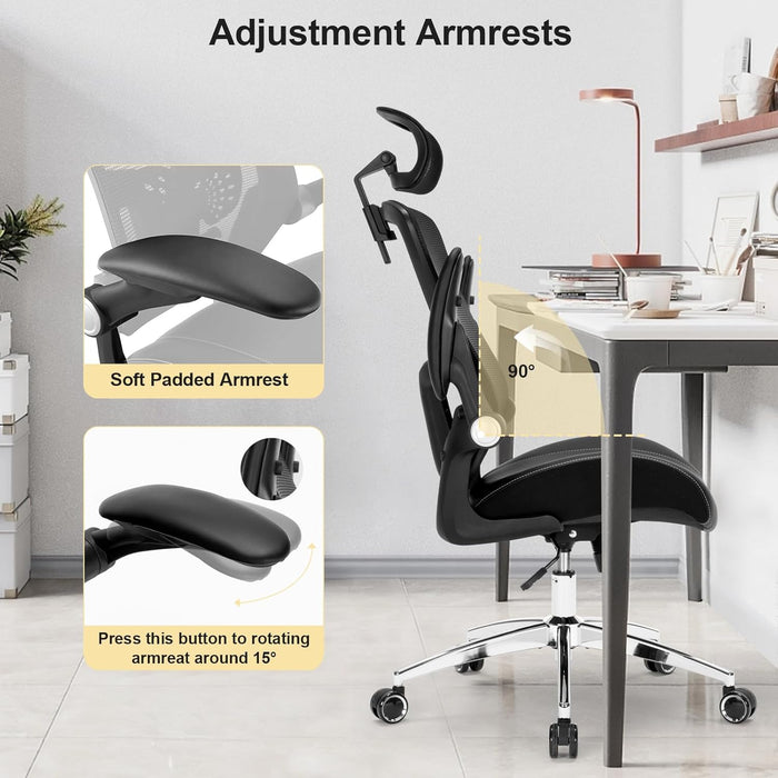 Big and Tall Office Chair, 400Lbs Heavy Duty Ergonomic Desk Chair with Soft 3D Modeling Foam Cushion Home Office Desk Chairs with Adjustable Headrest Seat Height Executive Computer Task Chair