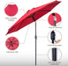 9 Ft Patio Umbrella with Push Button Tilt and Crank System - UV Resistant Polyester Fabric, Outdoor Table Umbrella, Yard Umbrella, Market Umbrella with 8 Sturdy Ribs - Red