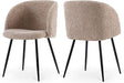 Accent Chairs Set of 2, Fuzzy Sherpa Dining Chairs with Barrel Back, Upholstered Faux Fur Armchairs with Black Metal Leg, Living Room Chairs (Light Brown)