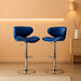 Masaccio Velvet Upholstered Adjustable Swivel Barstool, Set of 2, Blue