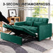 Sleeper Sofa Bed,55'' Convertible Pull Out Couch with Side Pockets,Velvet Fabric Loveseat Sleeper Sofa with Adjustable Backrest for Living Room,Bedroom,Apartment and Small Space, Green