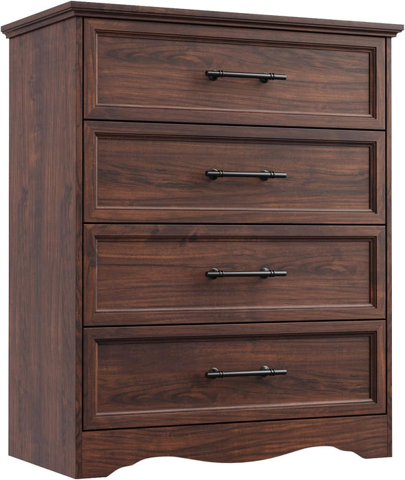 Walnut 4 Drawer Dresser for Bedroom, 36" Tall Chest of Drawers