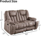 Loveseat Recliner Sofa for Living Room, Extra Wide Modern Overstuffed 2 Seat Reclining Manual Sofa Chair, Daul Recliner with Hidden Armrest Cup Holders, Breathable Fabric, Light Brown(Loveseat)