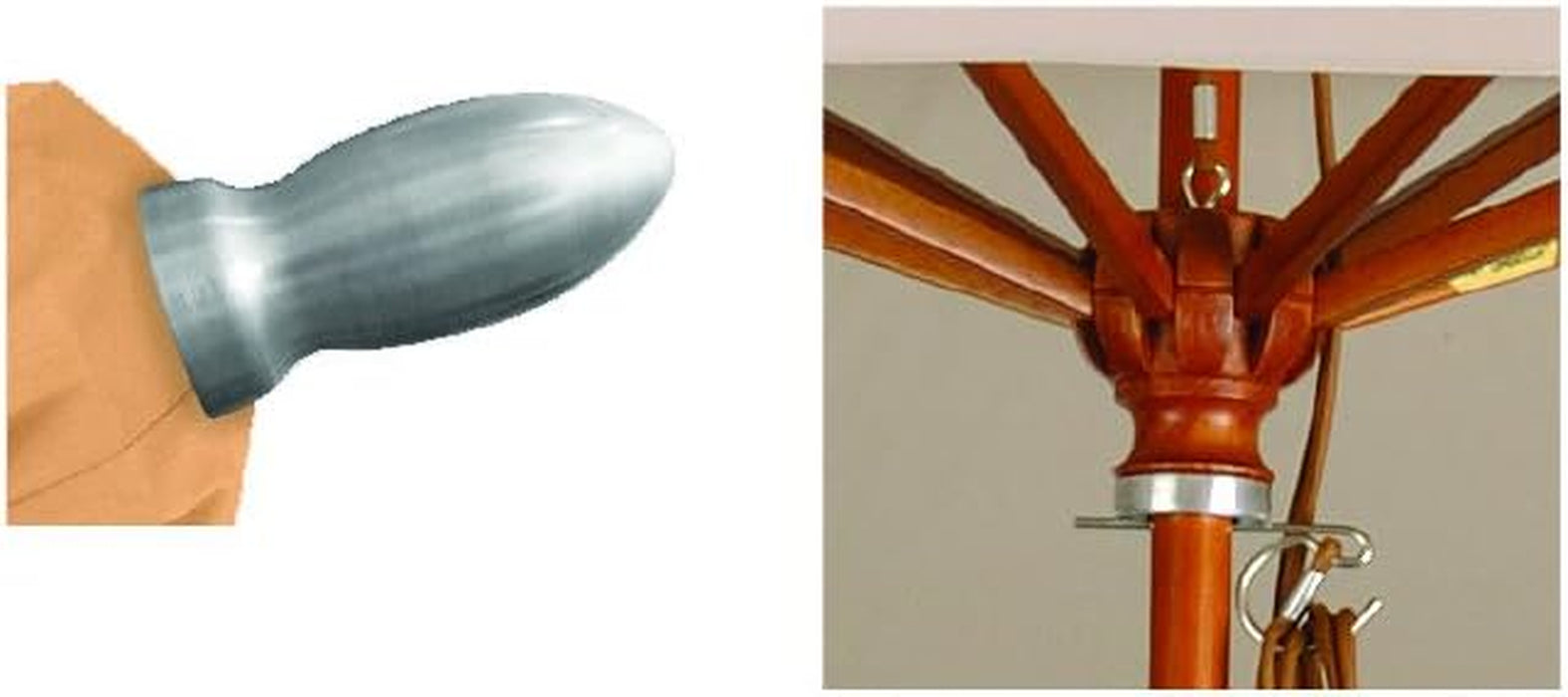 9' round Hardwood Frame Market Umbrella, Stainless Steel Hardware, Push Open