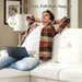 Beige 83Inch Contemporary Sectional Sofa With Ottoman