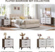47" Wide Fluted 6 Drawer Dresser for Bedroom, Walnut/White