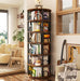 6 Tier Rotating Bookshelf Tower, Revolving Bookcase, 360° round Spinning Book Shelf, Narrow Swivel Bookshelves Vertical Turning Corner Bookshelf Organizer for Small Space, Rustic Brown