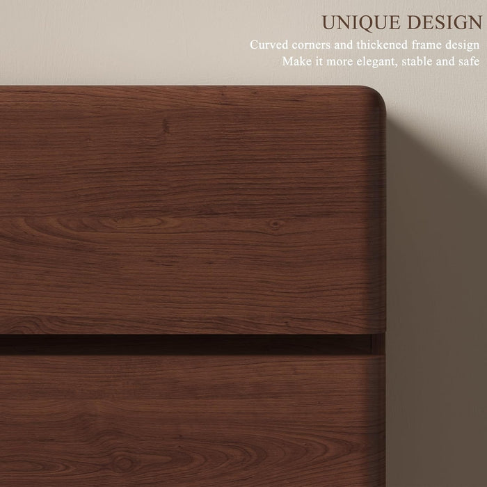 Walnut 6 Drawer Dresser for Bedroom, 48" Tall Dressers & Chest of Drawers with Curved Profile Design, Modern Dresser with Thickened Base for Bedroom, Living Room, Hallway