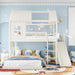 NaturalPineDurable TwinOverFull BunkBed WithSlide StorageChest Playhouse Framework