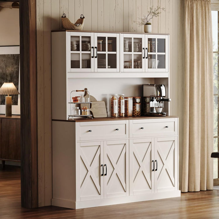 White 71 Inch Pantry Cabinet With IntegratedCharging