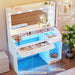 Vanity Desk with Mirror & RGB Lights, White Makeup Vanity Table with 2 Transparent Top Large Drawers & RGB Cabinet, Vanity Desk with LED Lighted Mirror 3 Colors, Power Outlets, Flip-Up Drawer