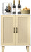Buffet Cabinet Sideboard with Rattan Decorated Doors Kitchen Storage Cupboard Accent Cabinet (White)