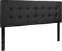 Button Tufted Upholstered Queen Size Headboard in Black Vinyl