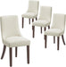 Wooden Dining Chairs Set of 4, Upholstered Kitchen & Dining Room Chairs with Solid Wood Legs Curved Backrest Farmhouse Accent Chair for Dining/Kitchen/Living Room, Beige
