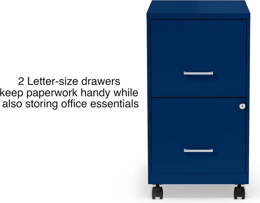 2-Drawer Vertical File Cabinet, Letter Size, Lockable, Blue