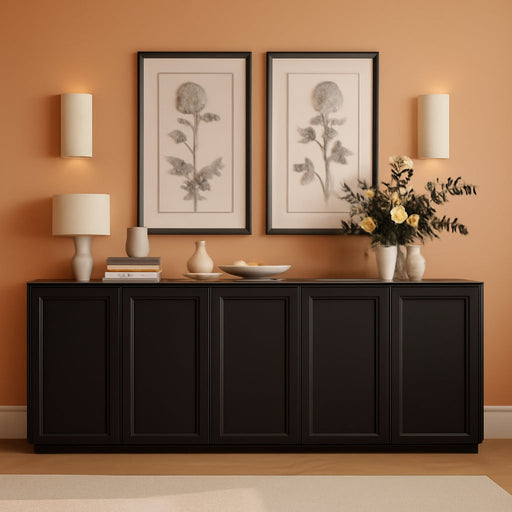 Modern Sideboard Accent 3 in 1 Buffet Storage Cabinet Display Buffet Cabinet Credenza with Adjustable Shelves for Dinging Room Living Room Entryway Coffee Bar,Dark Brown