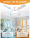 52 Inch Ceiling Fan with Lights Flush Mount, Low Profile Ceiling Fans with Lights, Remote&App Control,Dimmable 22W LED Light,Queit&Reversible Fan, White Ceilings Fans for Bedroom, Living Room