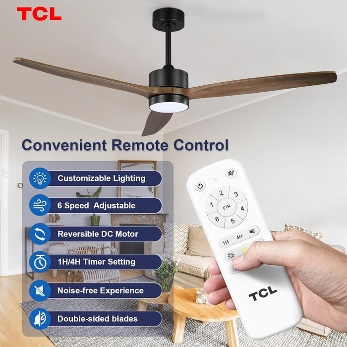 Modern Reversible Wooden Ceiling Fan Dimmable LED