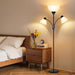 Torchiere Floor Lamps for Living Room,72" Dimmable Lamp with 2 Adjustable Reading Lights for Bedroom, Black Tall Standing Room Lamp, 3 Bulbs Included