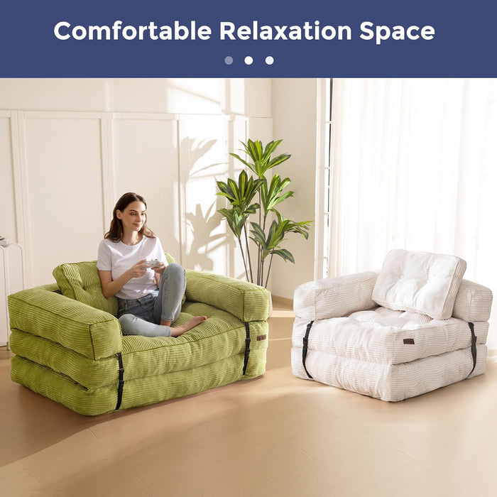 Foldable L Shaped Sleeper Sofa EmeraldGreen Deluxe