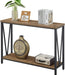 Rustic Sofa Console Table, 2-Tier Industrial Entryway Hallway Table for Living Room, Oak