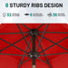 9Ft 2 Tiers Patio Umbrella with Solar Lights, Outdoor Umbrella W/ 32 LED Lights&8 Sturdy Ribs, Table Umbrella for Deck, Backyard, Pool(Red)