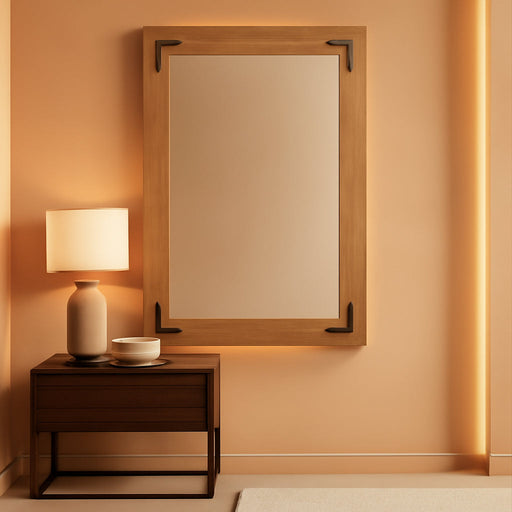 Wood Framed Bathroom Vanity Mirror for Wall, 24"X36" Farmhouse Mirror