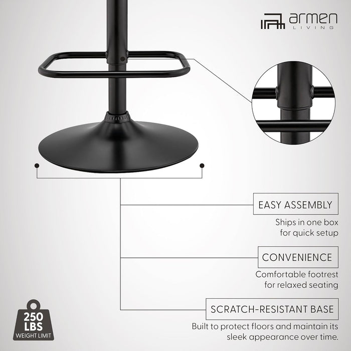 Leland Adjustable Grey Faux Leather and Black Finish Bar Stool