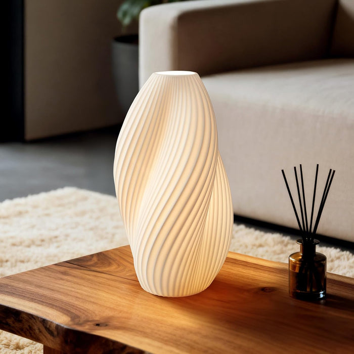 11.9" Modern Ceramic Table Lamp, Fully Dimmable Modern Bedside Lamps for Bedroom, Living Room and Nightstand, White Translucent Ceramic Shade, Warm Ambient Lighting, Corded, Bulb Included