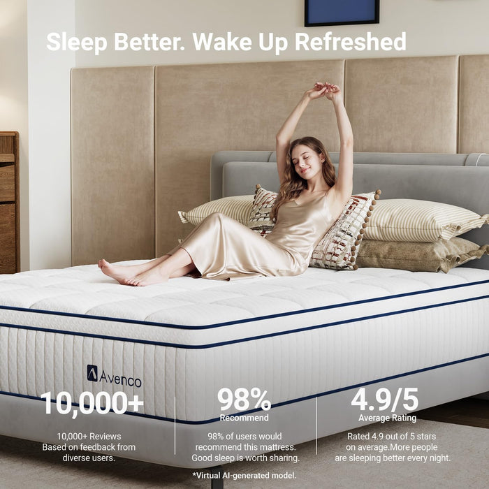 Queen Size Mattress 12 Inch, Queen Hybrid Mattress in a Box