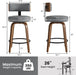 Swivel Bar Stools Set of 4, 26" Upholstered Faux Leather Counter Height Bar Stools with Back and Bentwood Legs, Mid Century Modern Bar Chairs Island Stools for Kitchen Counter, Dark Grey