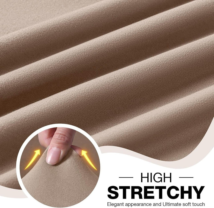 Recliner Sofa Slipcover, 3 Pieces Polyester Fabric Stretch Sofa Covers for 3 Seat Reclining Couch, Soft Washable Furniture Protector with Pockets (3 Seat, Khaki)