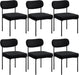 Dining Chairs Set of 6 Boucle Upholstered Kitchen Chairs with Curved Backrest Modern Dinner Chair with Metal Legs for Dining Room Living Room Vanity Black