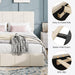 Queen Size Bed Frame, Velvet Upholstered Platform Bed, Cream
