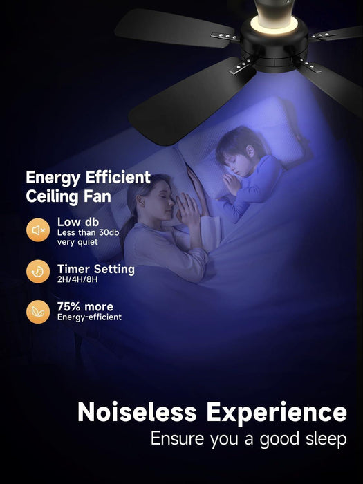 Ceiling Fans with Lights and Remote, 46 Inch Low Profile Ceiling Fan with Light, Flush Mount, Reversible, 3CCT, Dimmable Black Modern Ceiling Fan for Bedroom, Living Room, Outdoor Patio