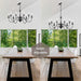 Black Farmhouse Eight Light Chandelier Dining Room