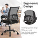 Office Chair Computer Chair Ergonomic Cheap Desk Chair Adjustable Comfortable Mid Back Task Rolling Swivel Chair with Lumbar Support for Home Office Desk, Black