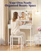 Small Makeup Vanity with Lights, Open Shelves, Fabric Drawers | Bedroom, Gifting, 3 Lighting Modes, Stable Frame, 31.5" X 15.8" X 51.2"