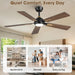 52 Inch Ceiling Fan with Lights and Remote, DC Motor Quiet 6-Speed Reversible Fan, Dimmable LED 3000K/4000K/6000K, Smart APP Control, Modern Black & Gold Ceiling Fan for Bedroom Living Room