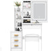White Vanity Desk With Mirror Lights StorageDrawers