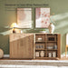 Arched Door Sideboard Buffet Cabinet Set of 2, Natural Oak