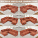 116Inch Orange ChenilleFabric Modular Sleeper Sofa USB