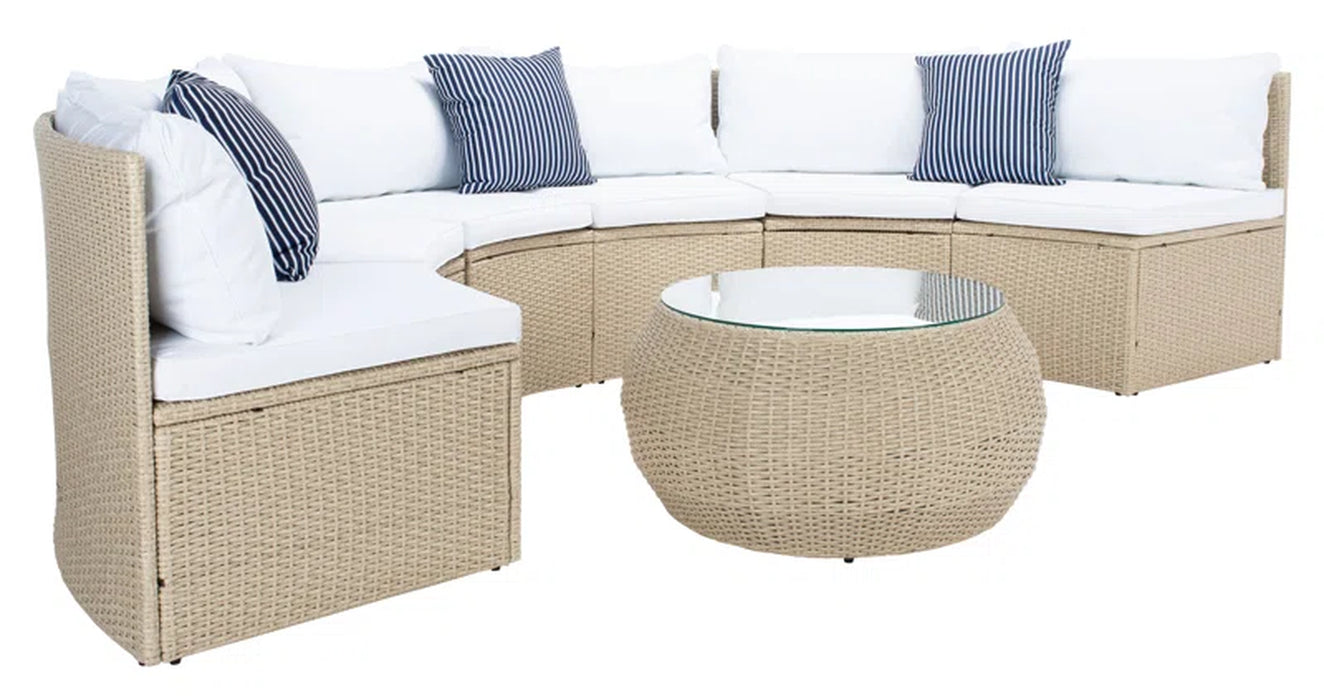 Cabble Wicker 6 - Person Patio Conversation Sets with Cushions