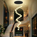25 Light Black Modern Glam Crystal Ball Chandelier for High Ceiling Staircase Foyer Enterway Living Room Long Crystal Chandelier Lighting