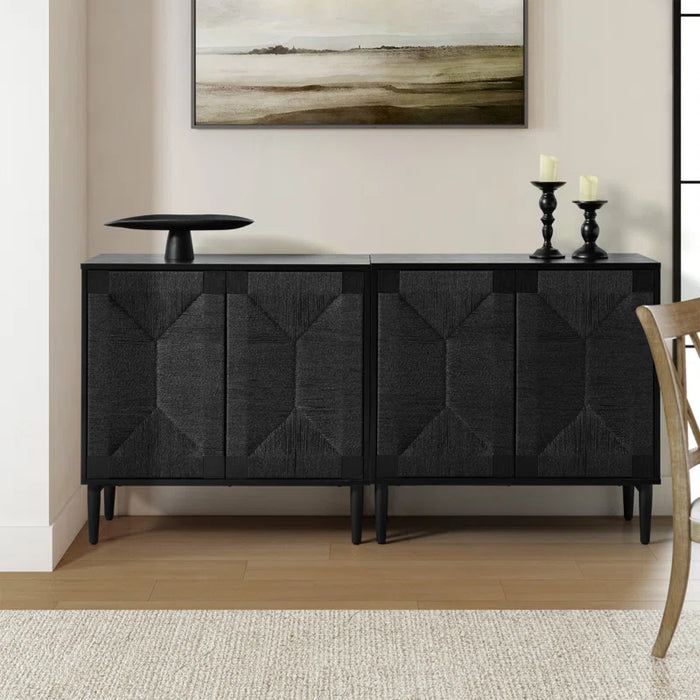 Carreiro 32"W Woven Transitional 2-Door Accent Cabinet (Set of 2)