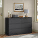 Modern 6 Large Storage Drawers Dresser for Clothes Organizer, Black Modern Chest of Drawers for Closet, 42.5" Long Drawer Organizer Cabinet for Bedroom, Living Room, Entryway, Hallway