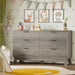 53" Long Dresser for Bedroom, 6-Drawer Dresser with Fluted Fronts, Wide Wood Chest of Drawers, Smooth Metal Slides, Stable Base, Modern Clothes Storage Cabinet for Living Room, Hallway